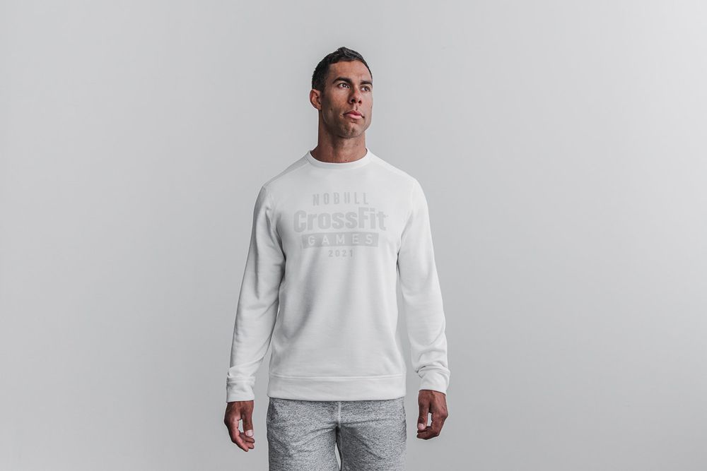 NOBULL Men's Crossfit Games® 2021 Crew Sweatshirts - White - Ireland (6870HGFMJ)